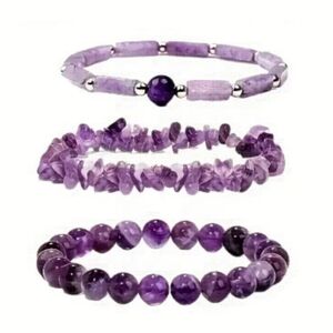Amethyst 3 Pc.Natural  Anxiety Bracelet.   ( Clarity and Focus) You Choose